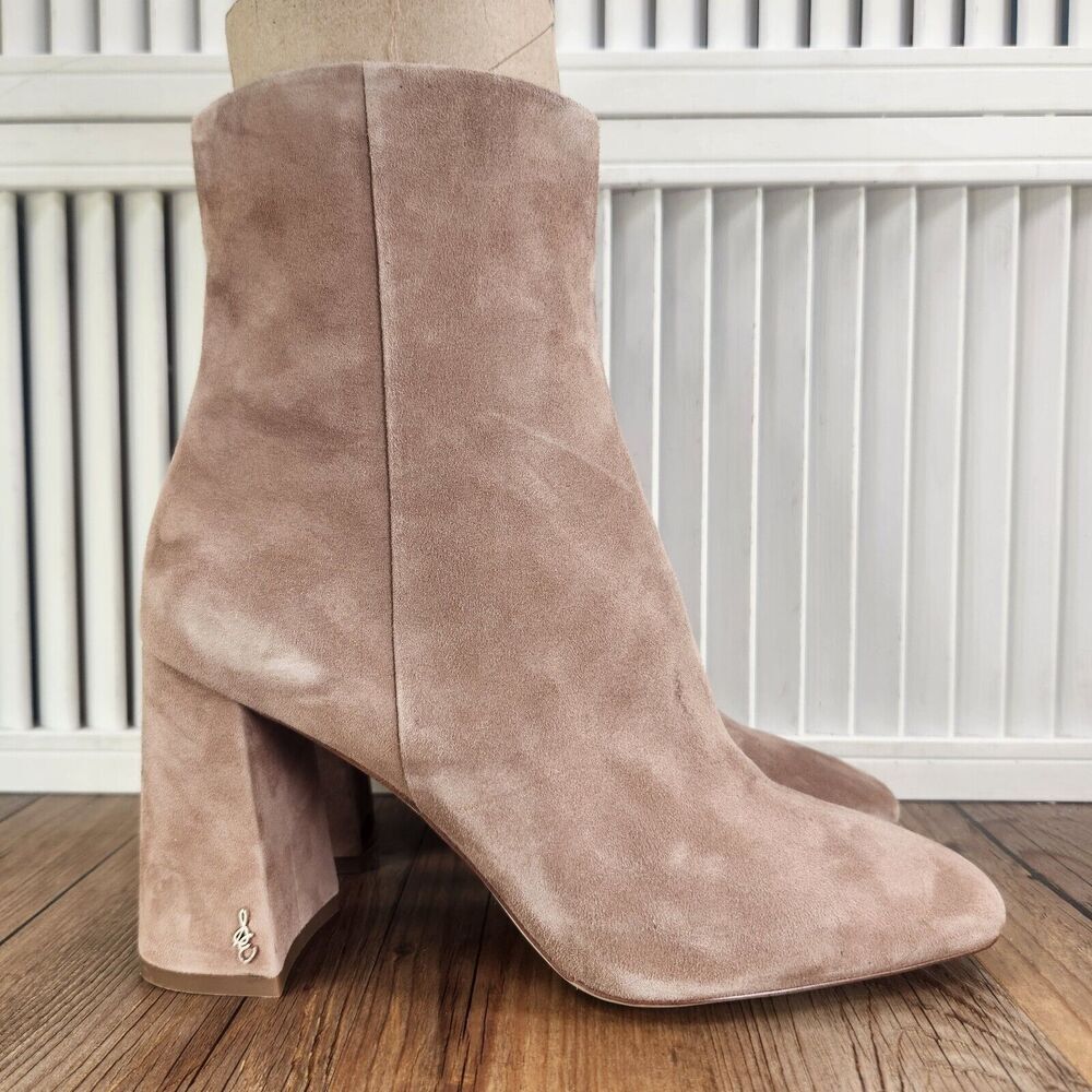 Sam Edelman Codie Ankle Bootie Womens Sz 10 M Praline Suede Block Heel Boots